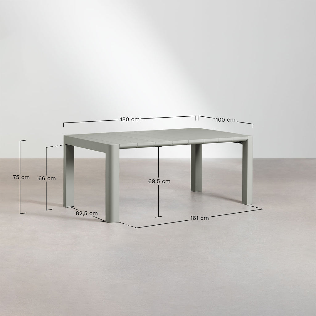 Set de table rectangulaire 180x100 cm Arnadine et 6 chaises de salle à manger en polypropylène et acier Lynette