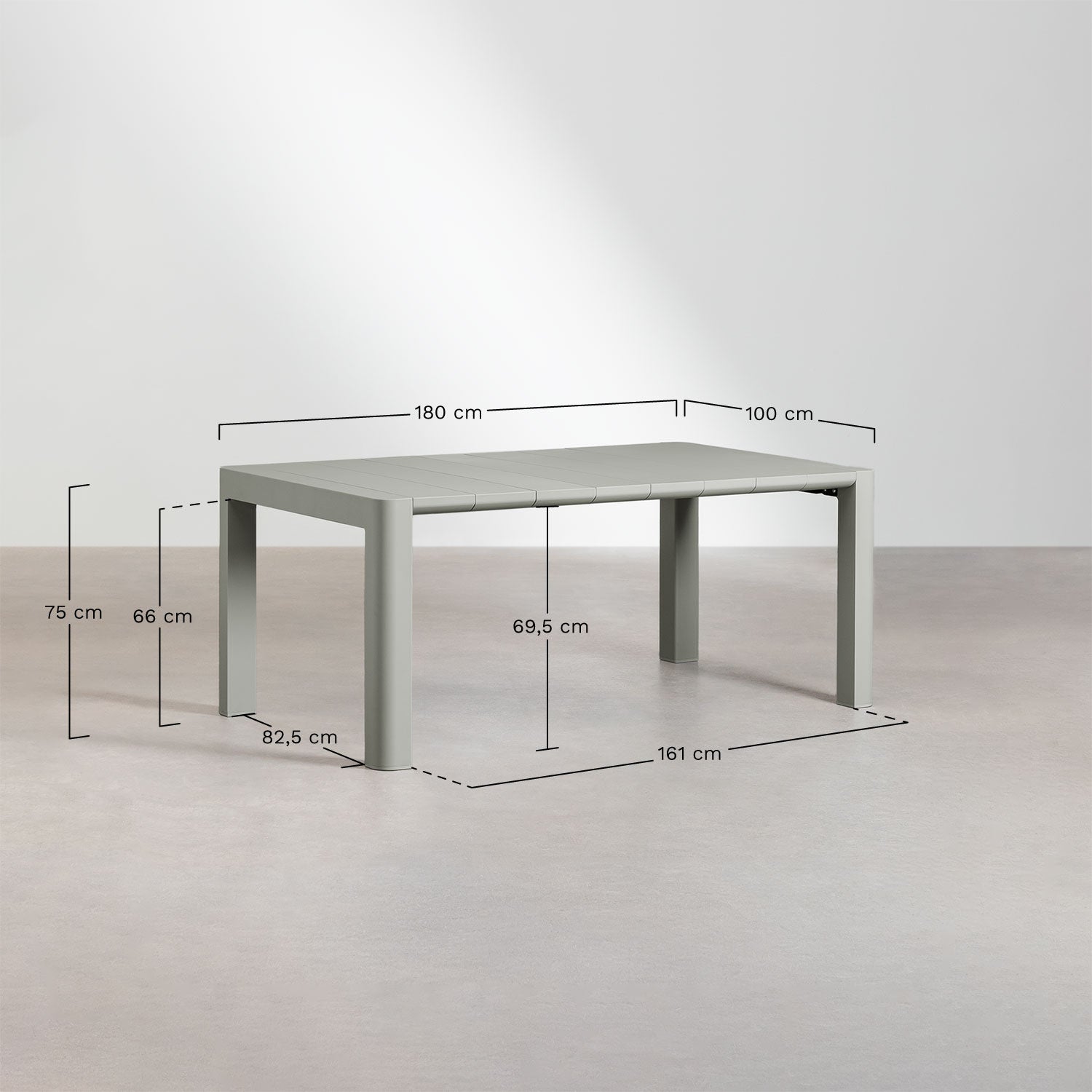 Set de table rectangulaire 180x100 cm Arnadine et 6 chaises de salle à manger en polypropylène et acier Lynette