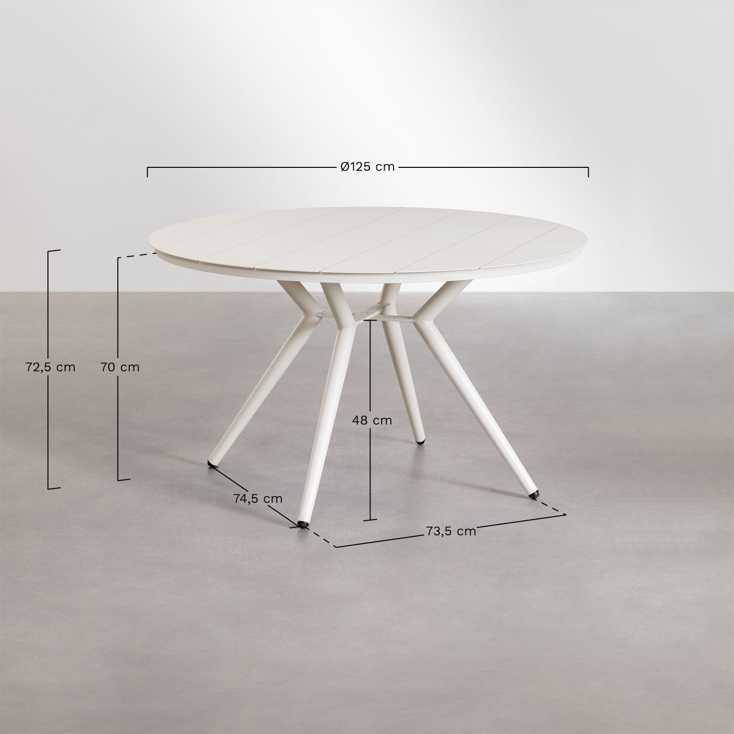 Ensemble table ronde Ø125 cm en aluminium Valerie et 6 chaises de jardin en polypropylène Ivor