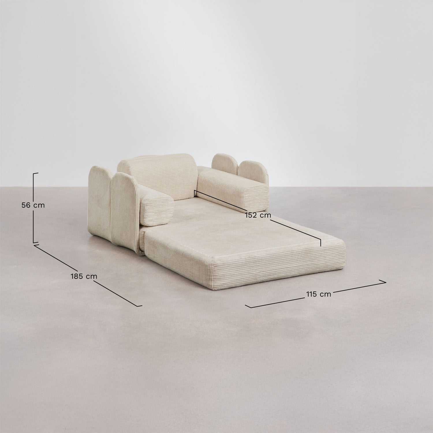 Fauteuil-lit en velours côtelé emballé sous vide Paoly