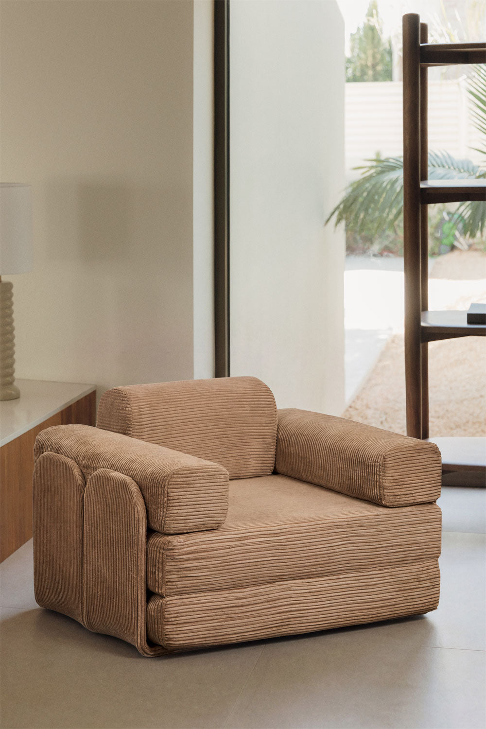 Fauteuil-lit en velours côtelé emballé sous vide Paoly
