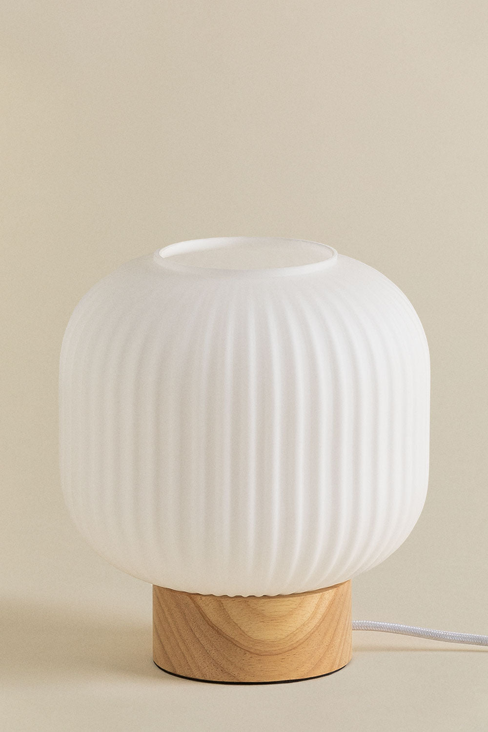 Lampe de table en bois et verre Bruner