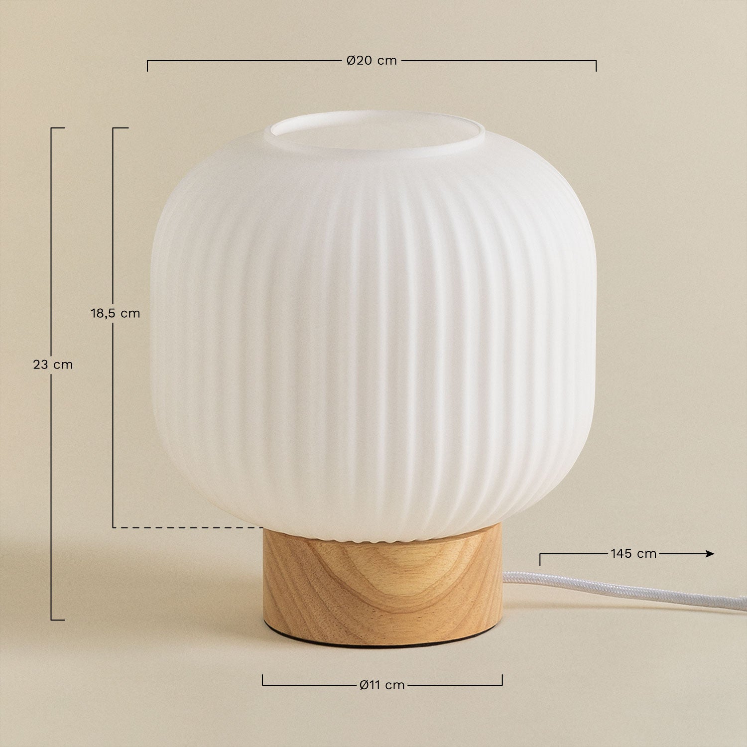 Lampe de table en bois et verre Bruner