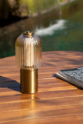 Lampe de table LED sans fil pour extérieur en fer et verre Neristan