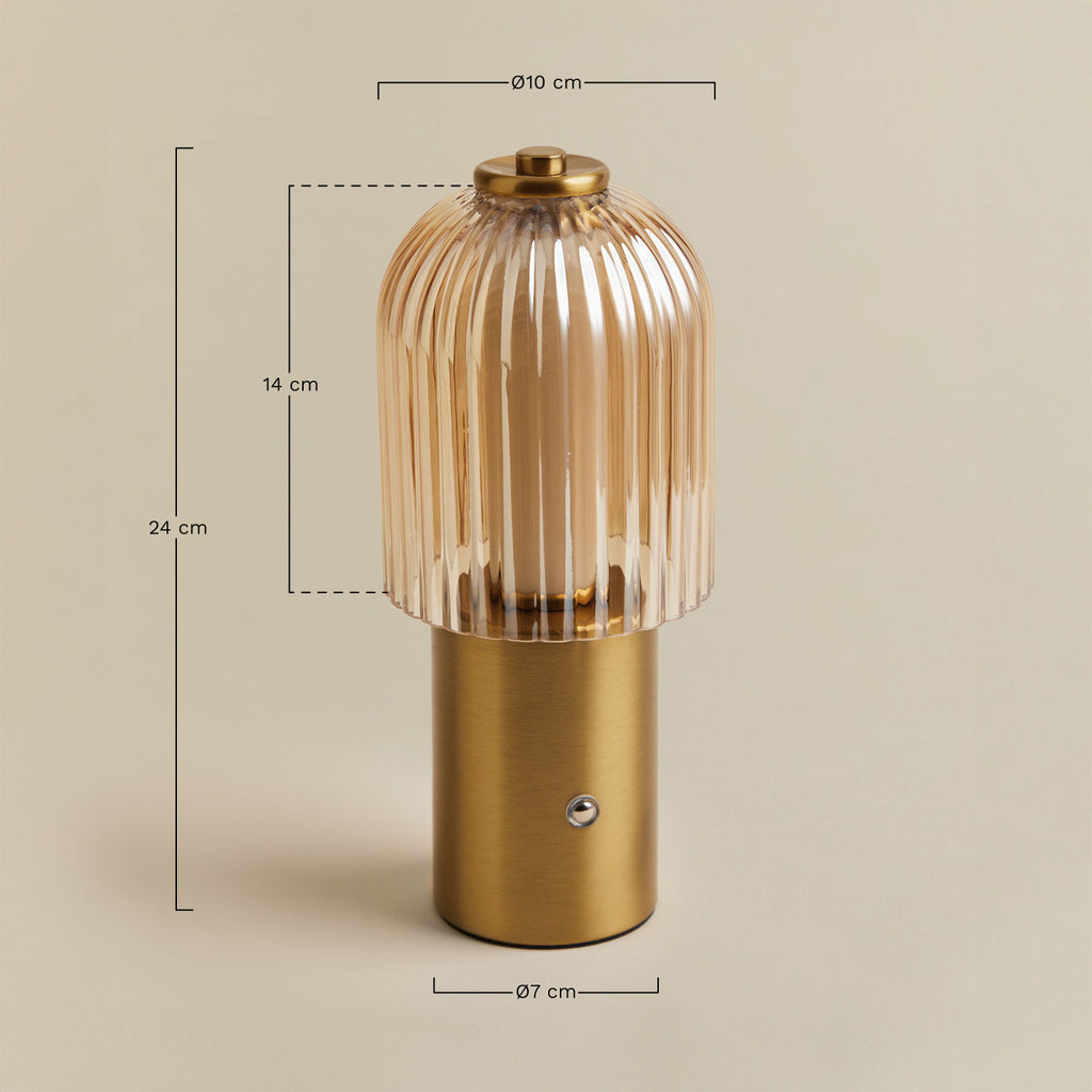 Lampe de table LED sans fil pour extérieur en fer et verre Neristan