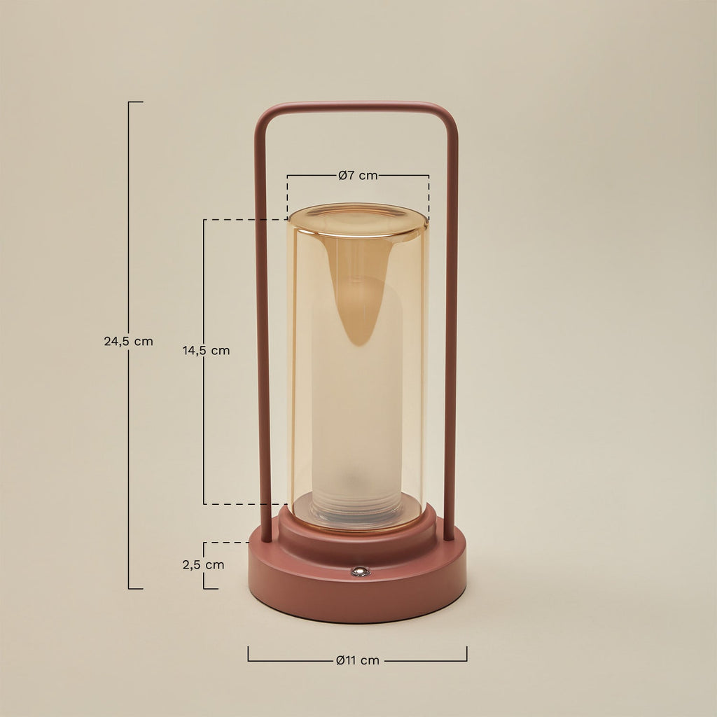 Lampe de table LED sans fil en fer et verre Sorlix