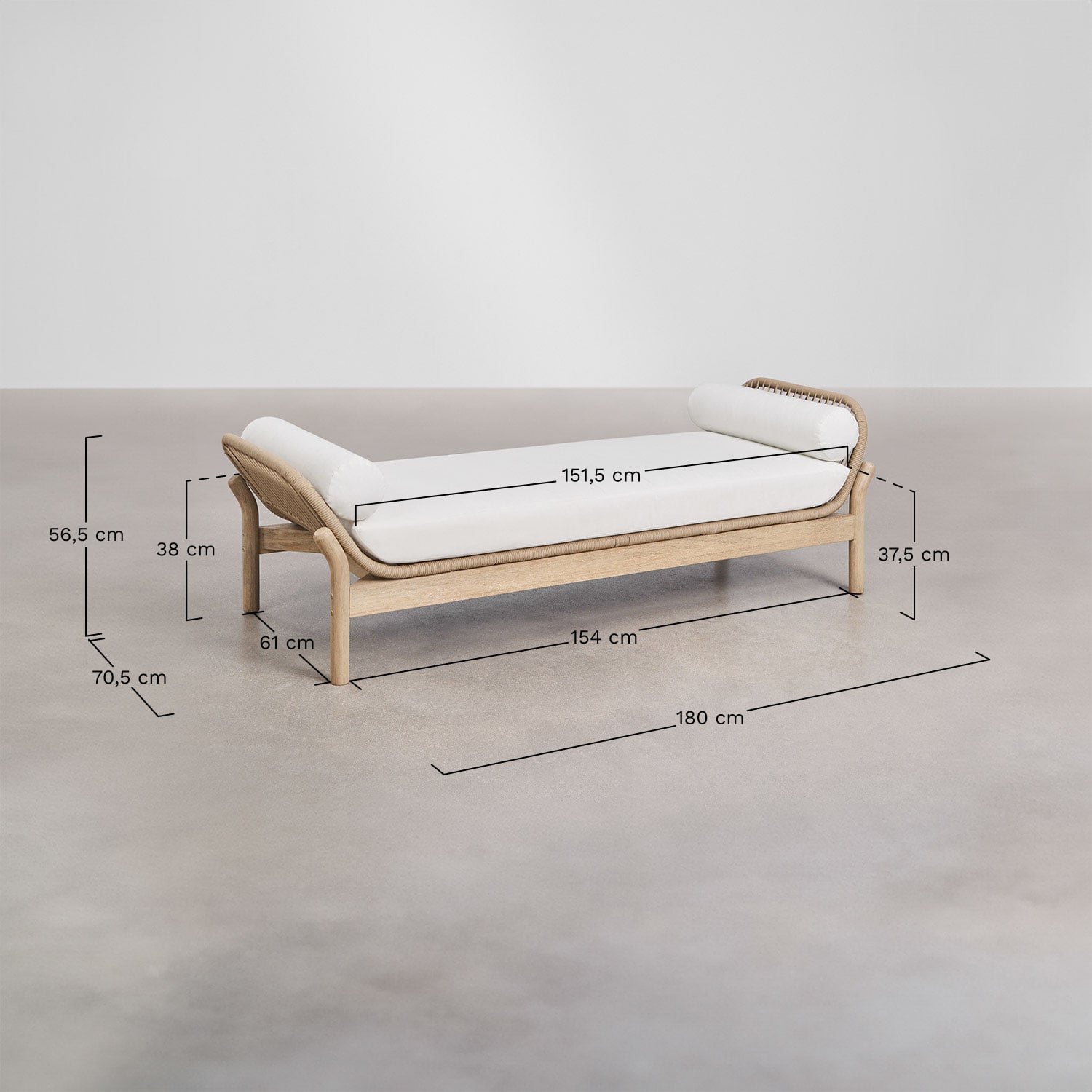 Divan de jardin en bois d'acacia et corde tressée Karvia