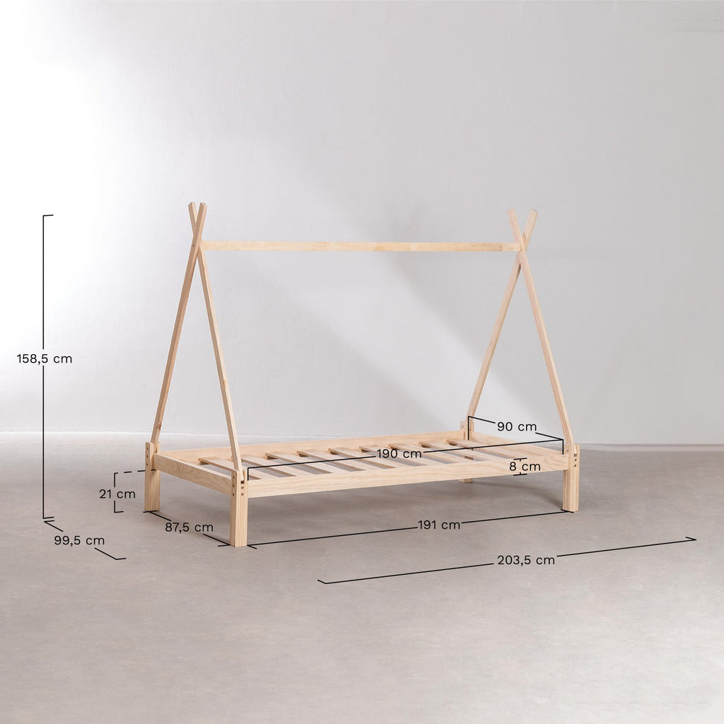 Lit gigogne pour matelas de 90 cm en bois de pin Joan Kids