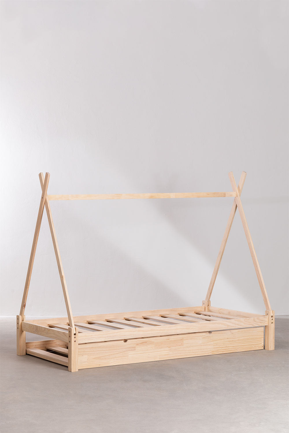 Lit gigogne pour matelas de 90 cm en bois de pin Joan Kids