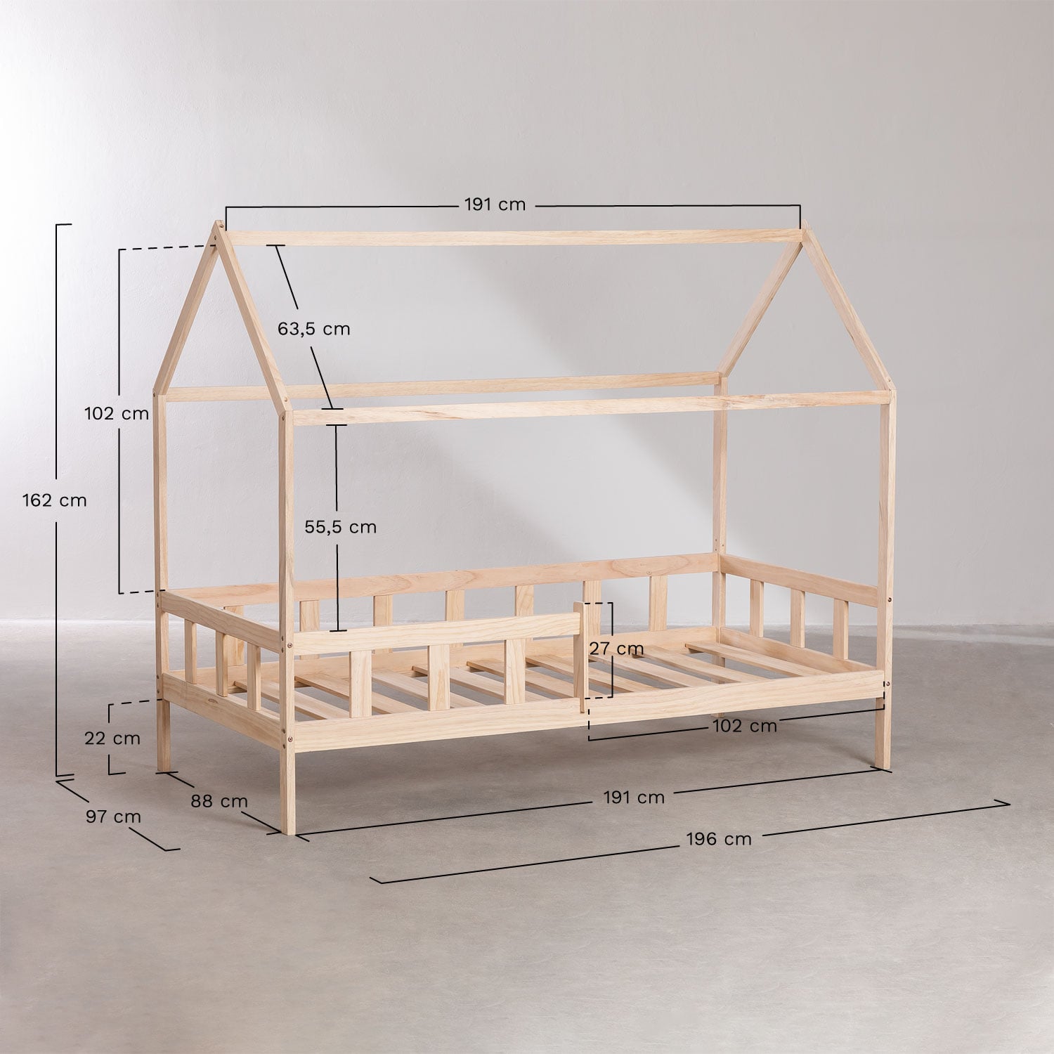 Lit gigogne pour matelas 90 x 190 cm en bois Kelly Kids