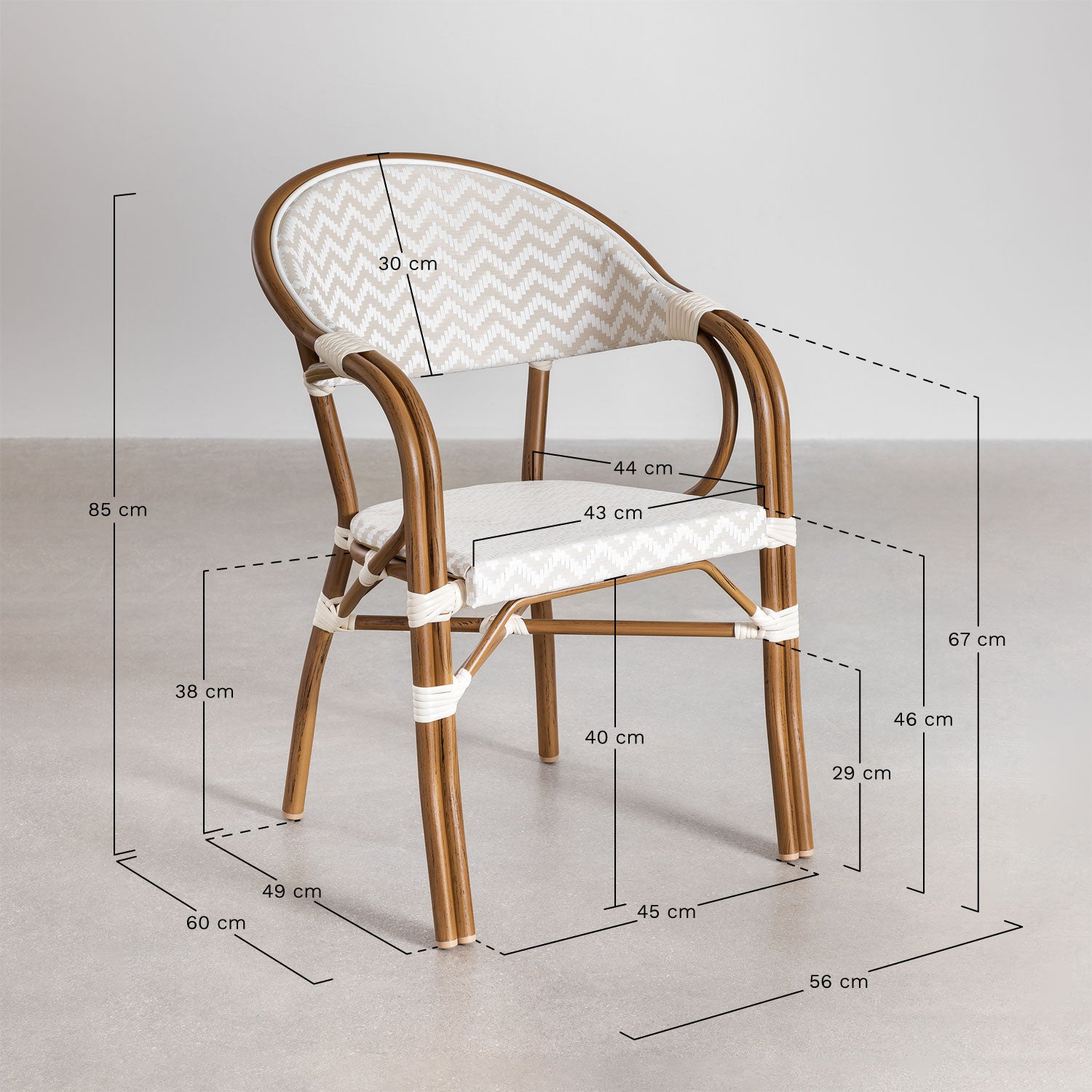 Lot de 2 chaises de jardin empilables avec accoudoirs en aluminium Brielle Bistro