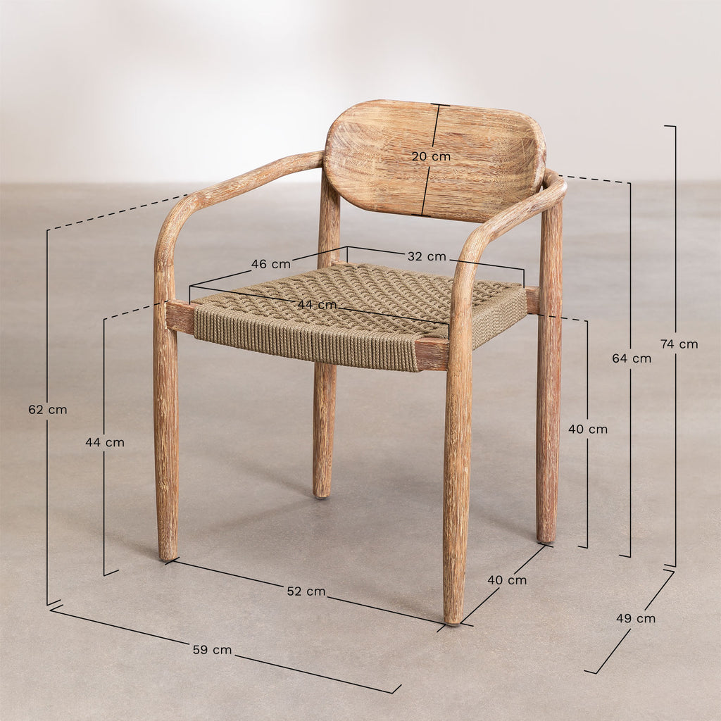 Pack de 2 chaises de jardin avec accoudoirs en bois Naele