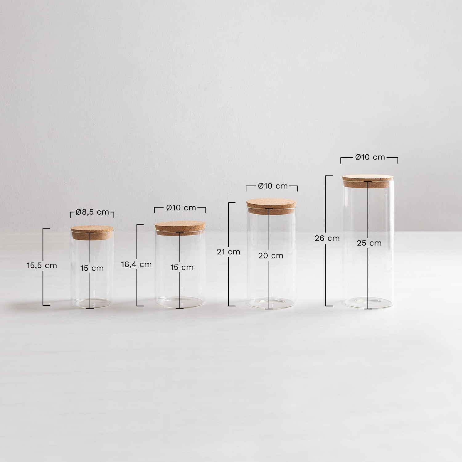 Ensemble de 4 bocaux en verre Launun