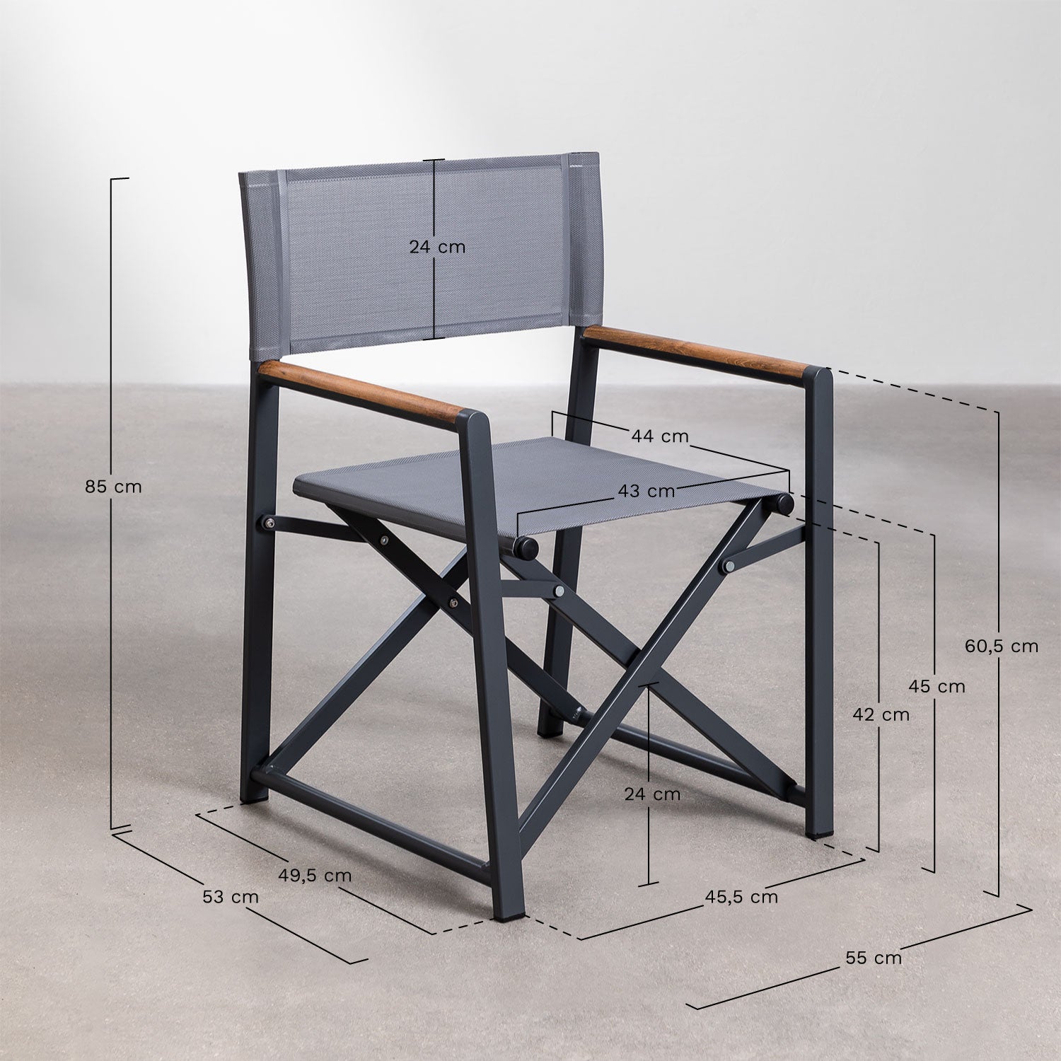 Pack de 4 chaises de réalisateur pliantes en aluminium et bois de teck Jordana