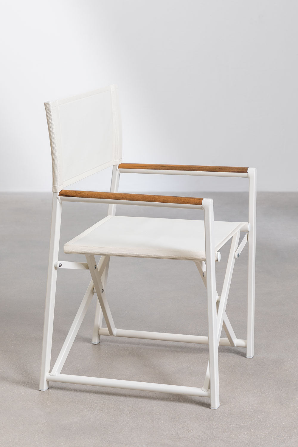 Pack de 4 chaises de réalisateur pliantes en aluminium et bois de teck Jordana