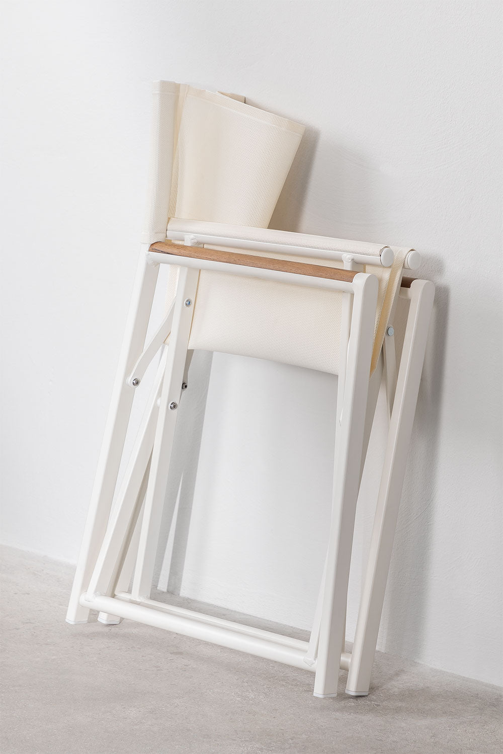 Pack de 4 chaises de réalisateur pliantes en aluminium et bois de teck Jordana