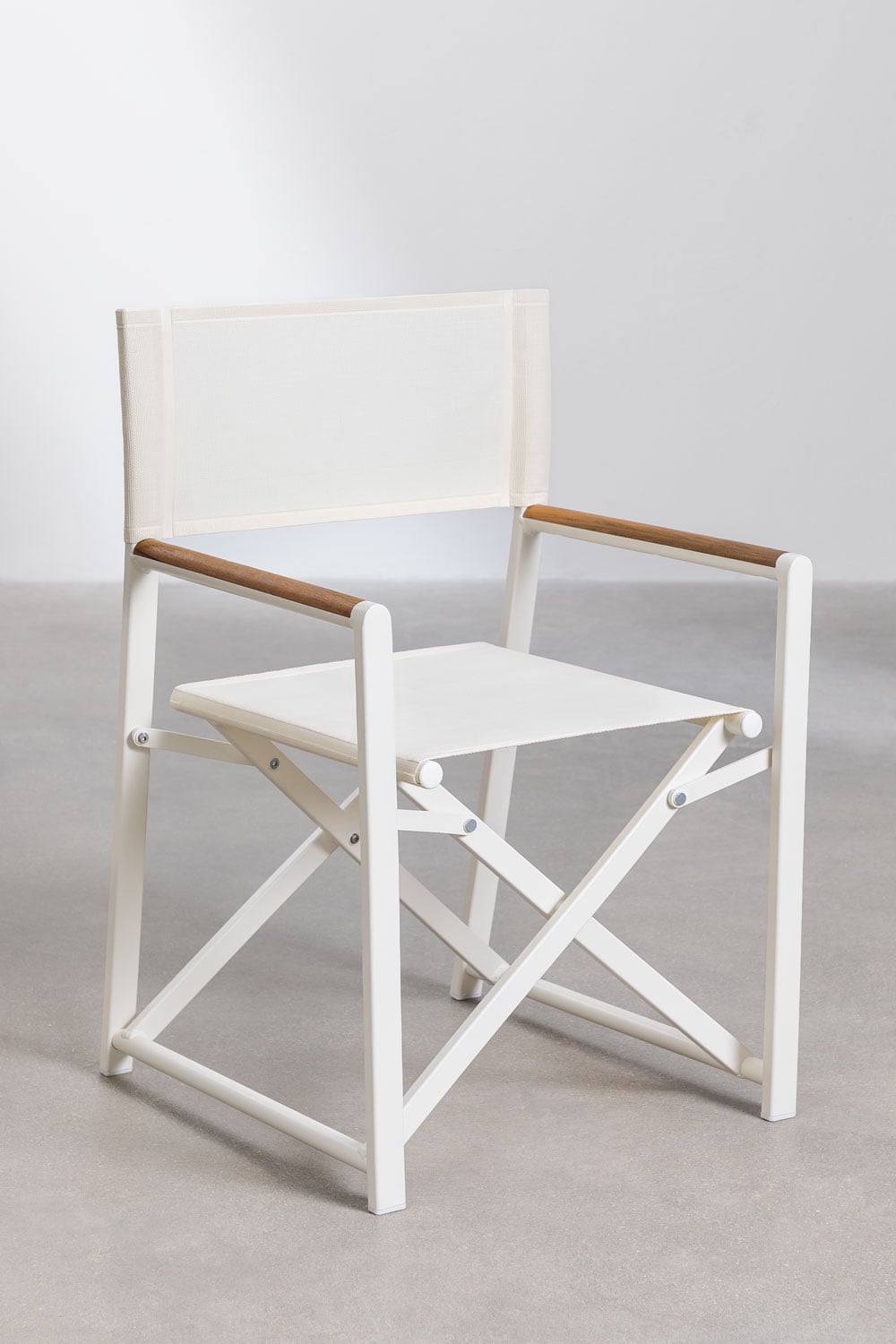 Pack de 4 chaises de réalisateur pliantes en aluminium et bois de teck Jordana