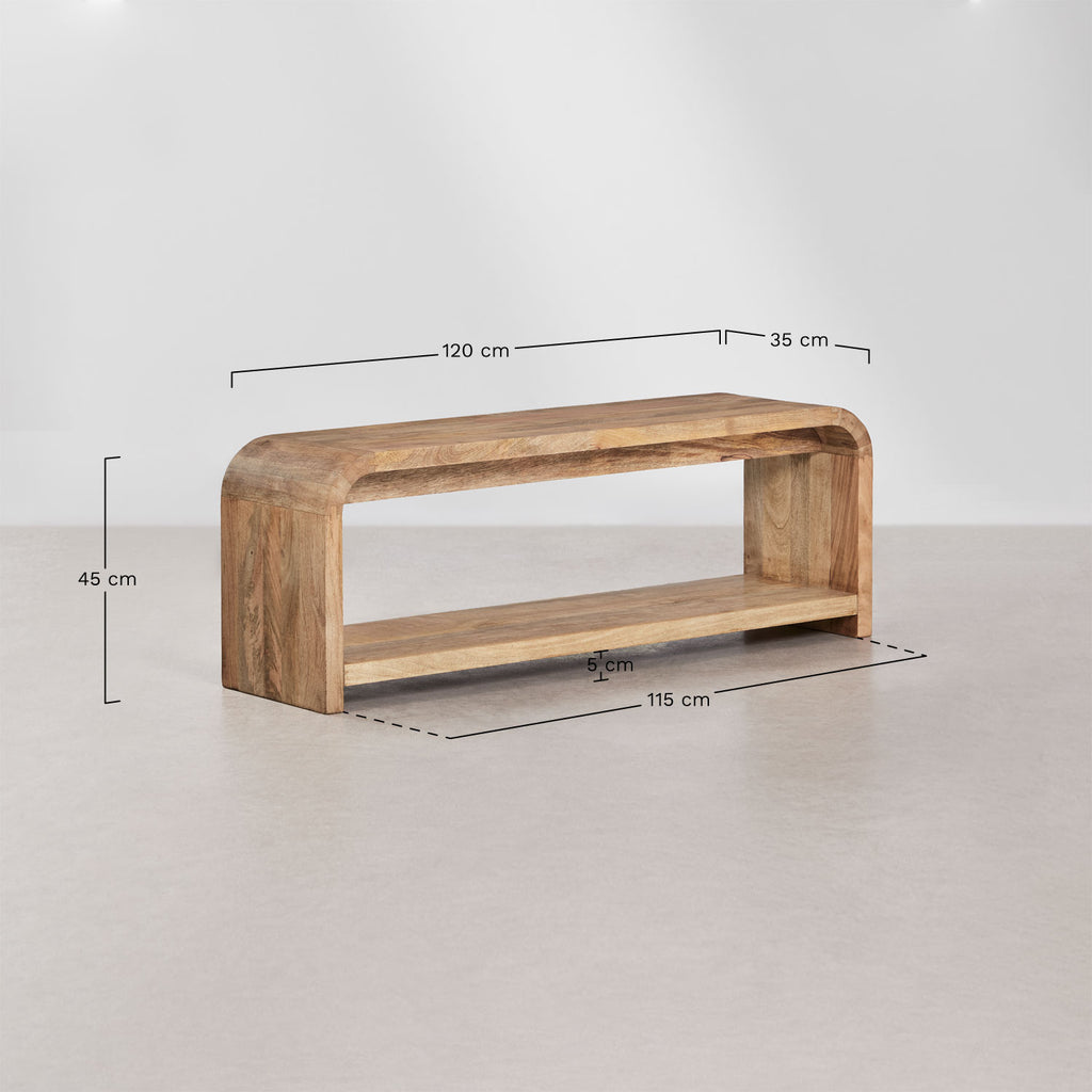 Meuble TV 120x35 cm en bois de manguier Shelby