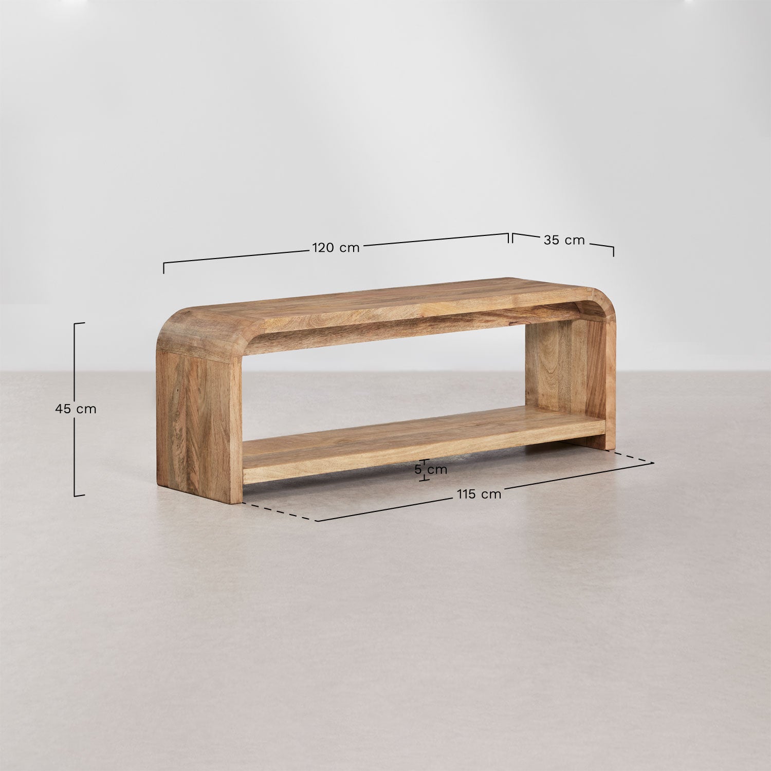 Meuble TV 120x35 cm en bois de manguier Shelby