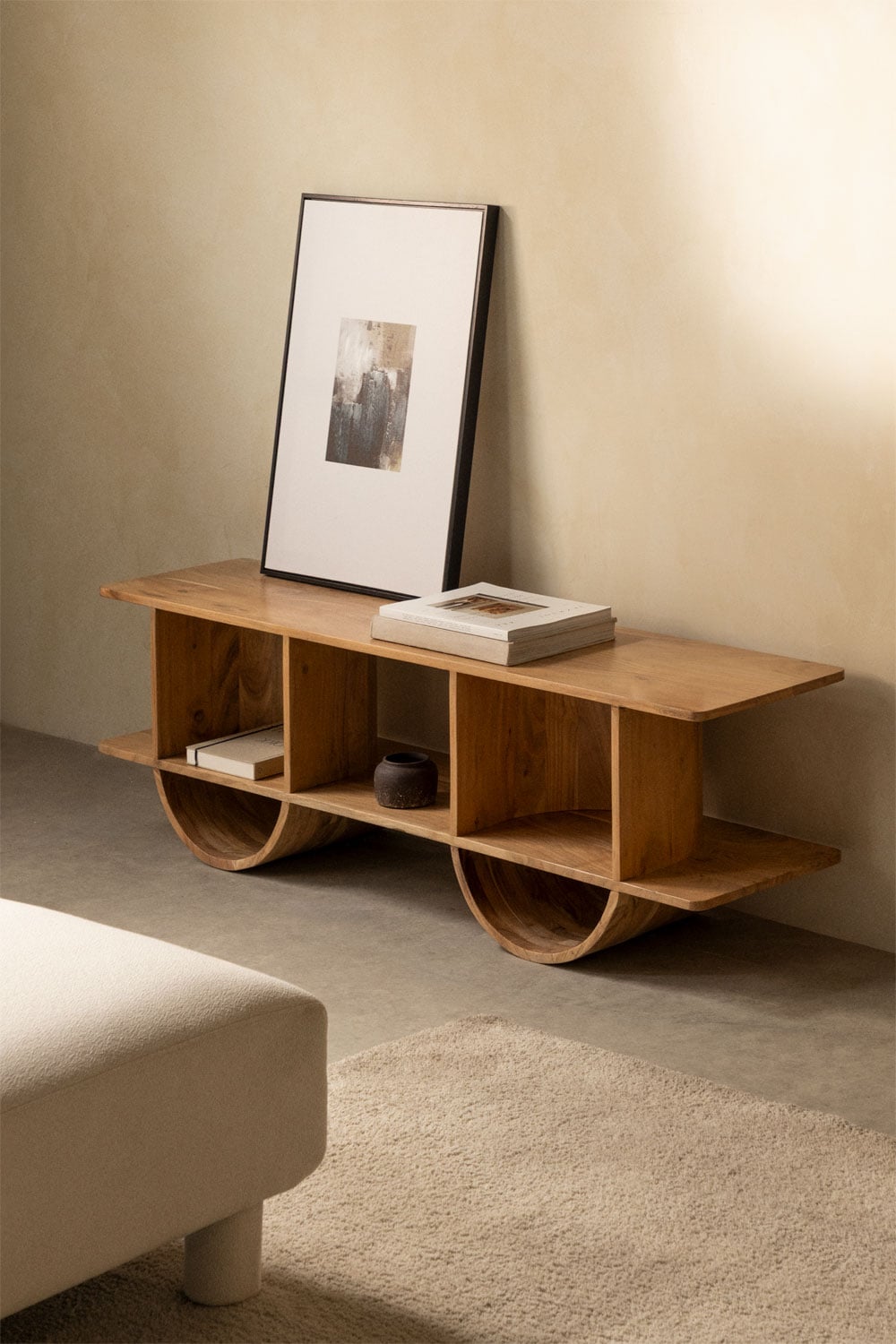 Meuble TV 150x35 cm en bois Flin