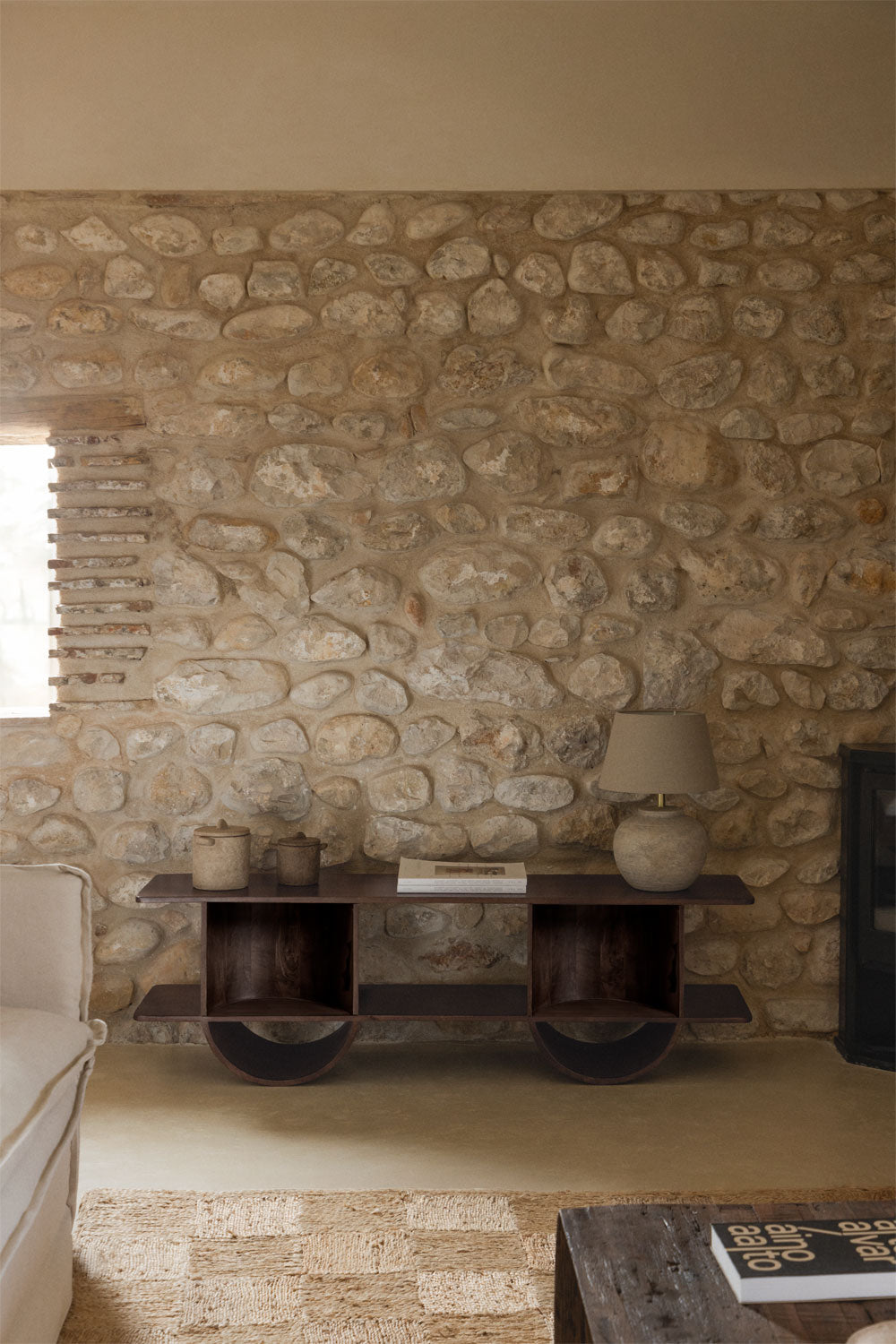 Meuble TV 150x35 cm en bois Flin