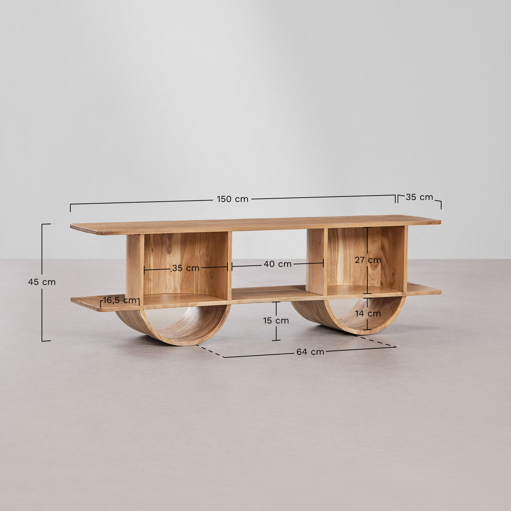 Meuble TV 150x35 cm en bois Flin
