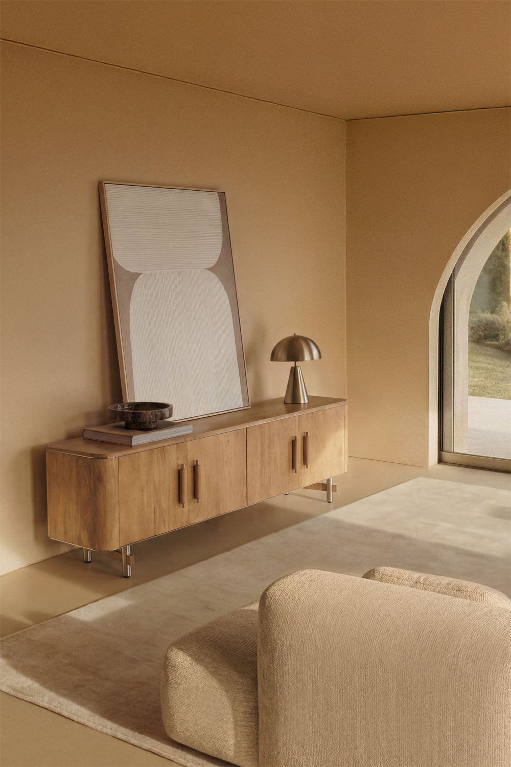 Meuble TV 160x40 cm en bois de manguier et acier Osaka