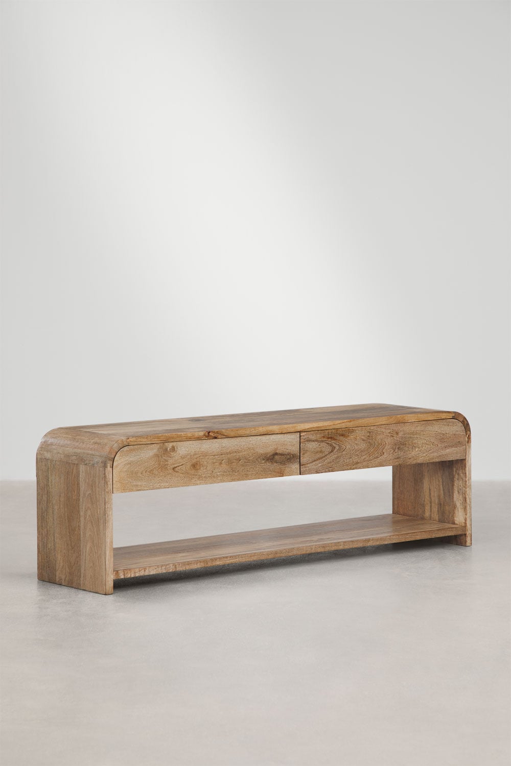 Meuble TV 165x40 cm avec rangement en bois de manguier Shelby