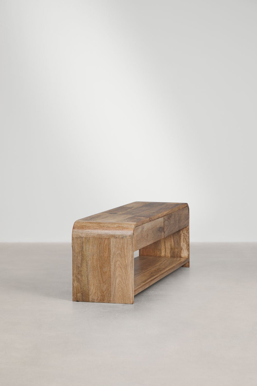 Meuble TV 165x40 cm avec rangement en bois de manguier Shelby
