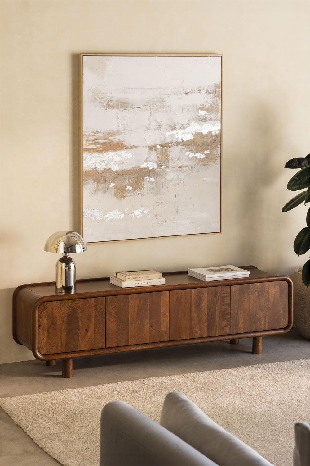 Meuble TV 175x45 cm en bois de manguier Gina