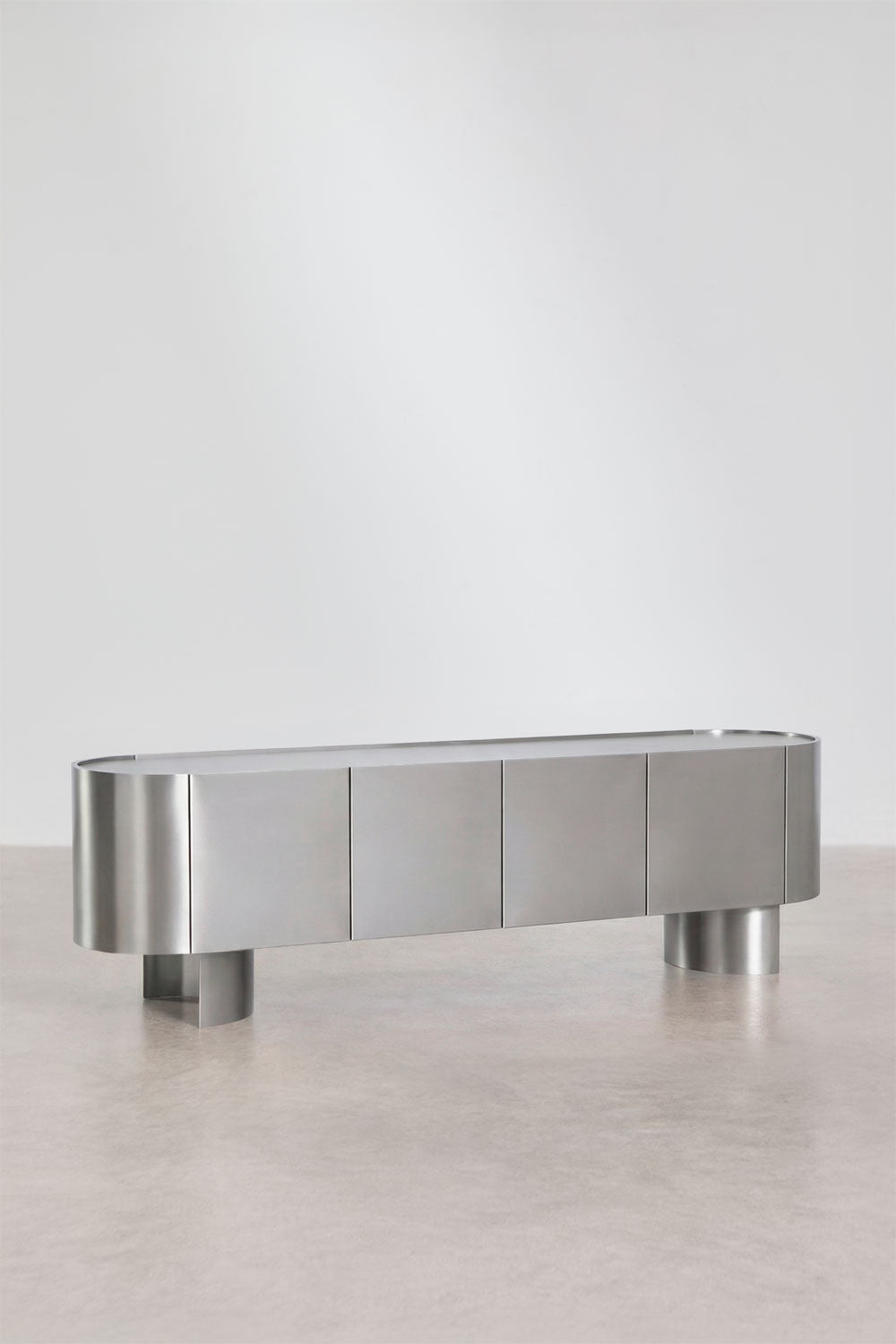 Meuble TV 180x40 cm en acier inoxydable Luena