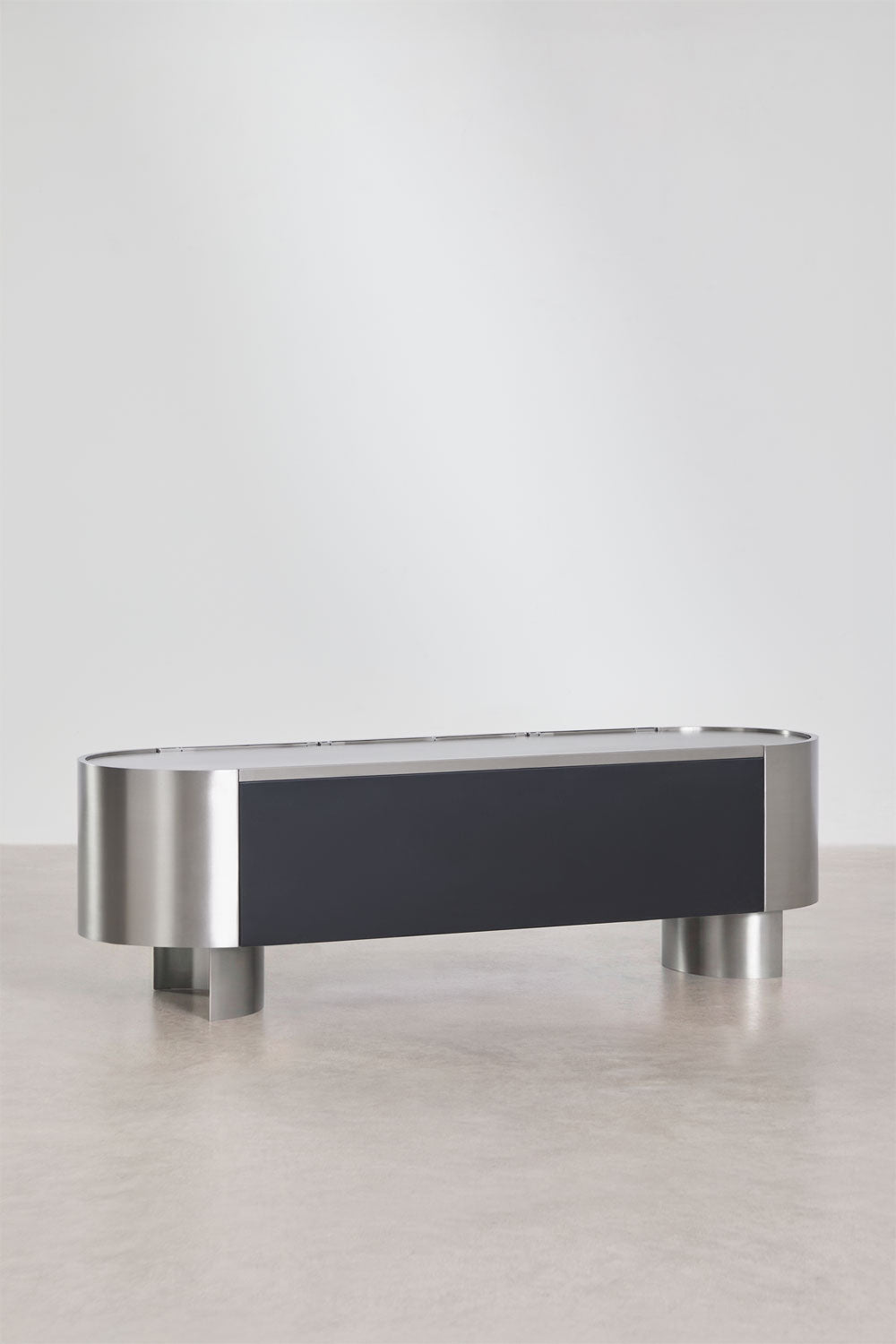 Meuble TV 180x40 cm en acier inoxydable Luena