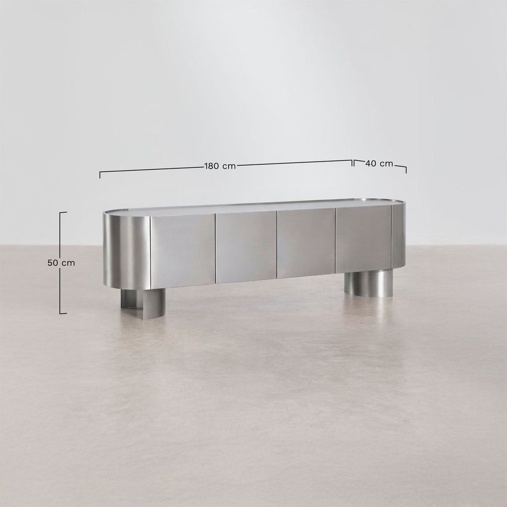 Meuble TV 180x40 cm en acier inoxydable Luena