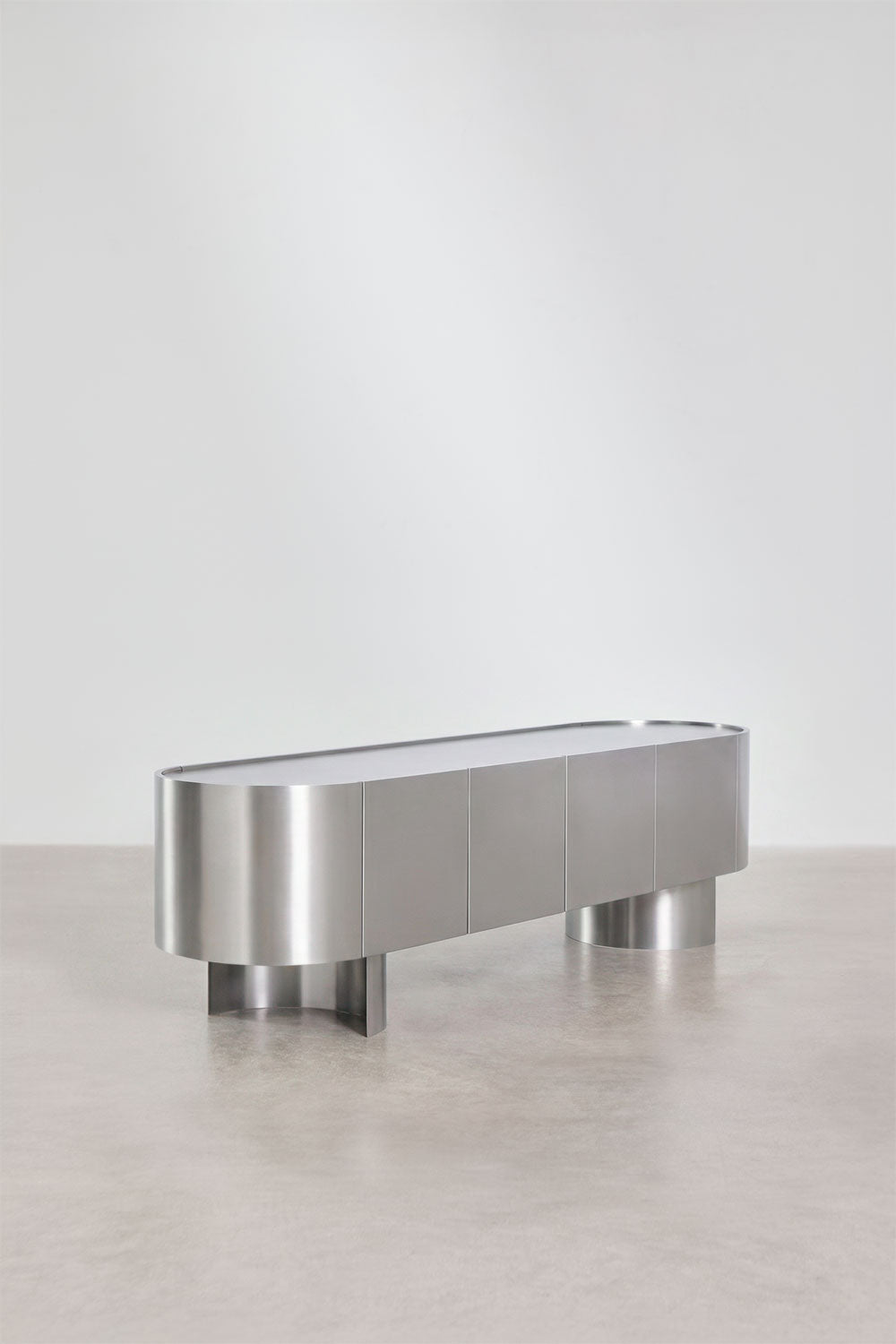 Meuble TV 180x40 cm en acier inoxydable Luena