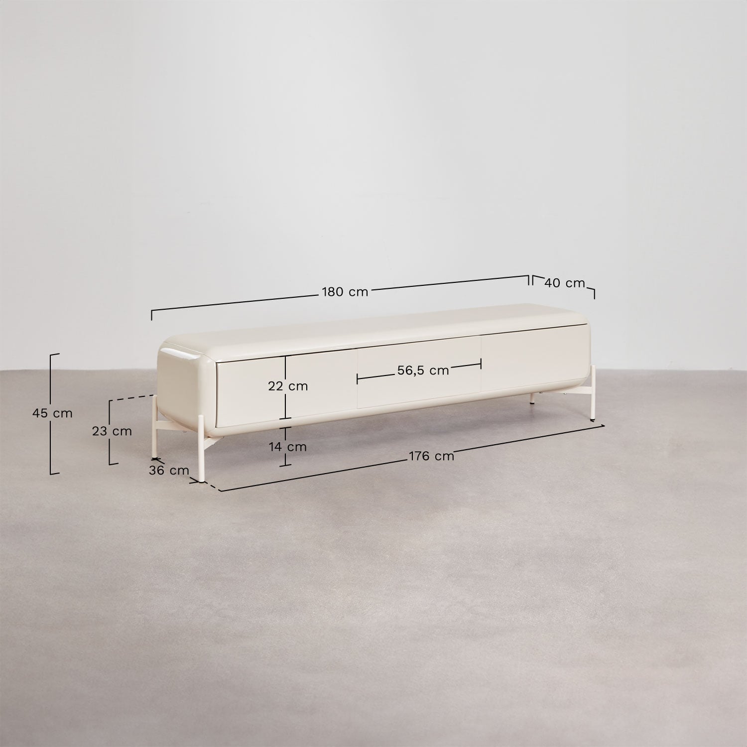 Meuble TV 180x40 cm en MDF Alazne