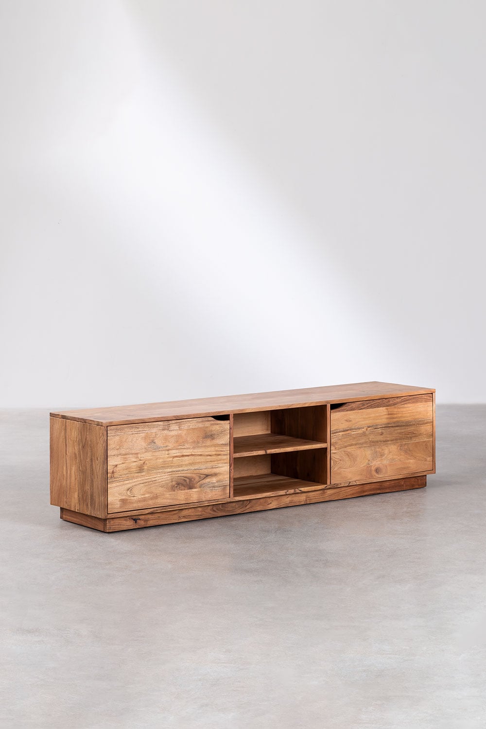 Meuble TV 160x40 cm avec étagère en bois d'acacia Tasmani