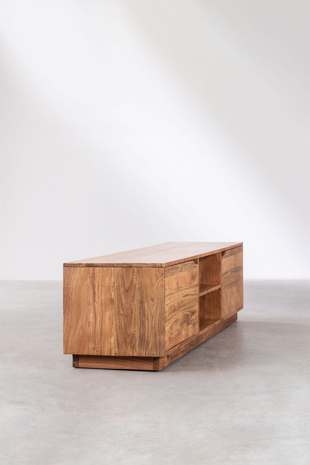 Meuble TV 160x40 cm avec étagère en bois d'acacia Tasmani