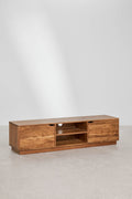 Meuble TV 160x40 cm avec étagère en bois d'acacia Tasmani