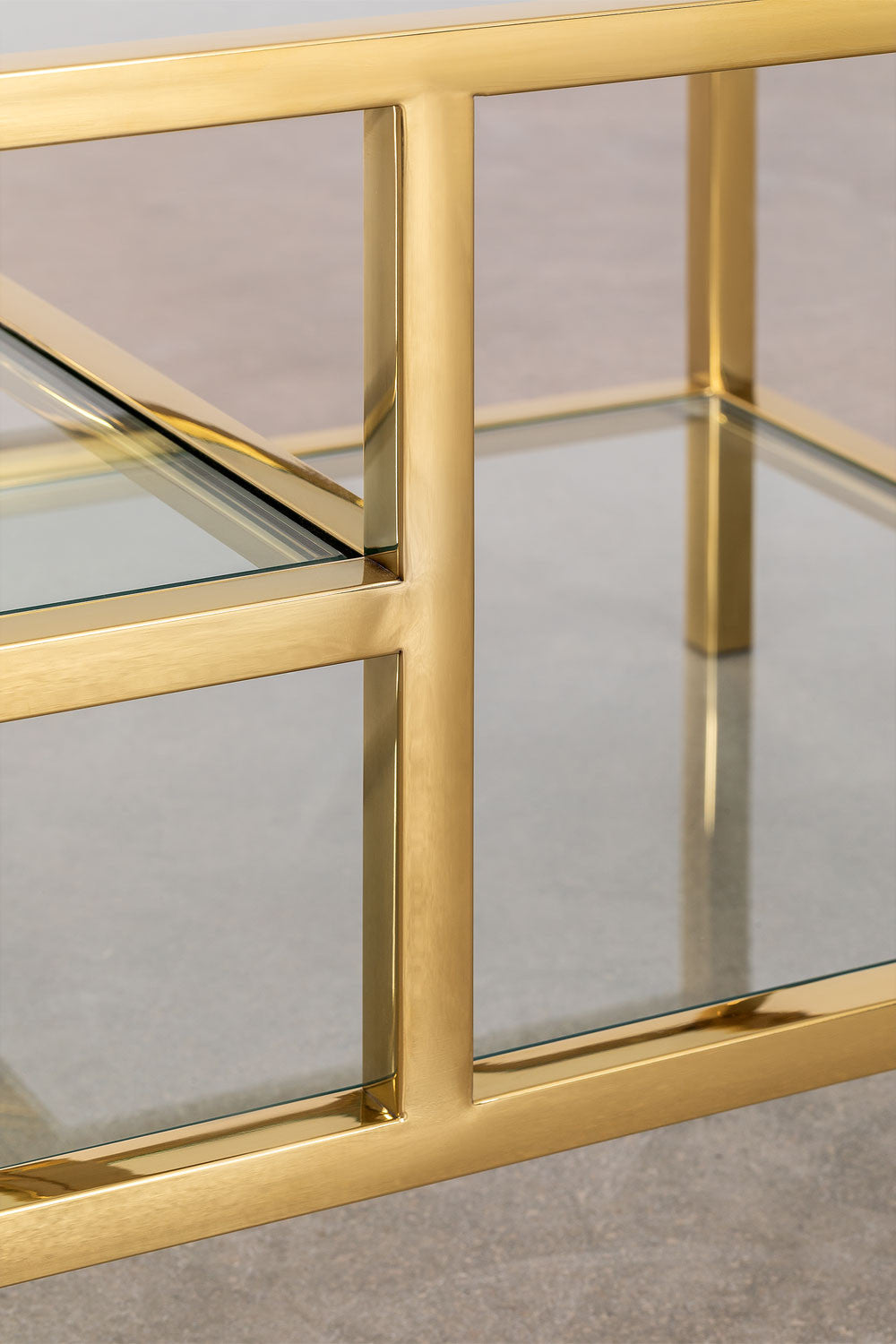 Meuble TV 150x50 cm en verre et acier Amelia