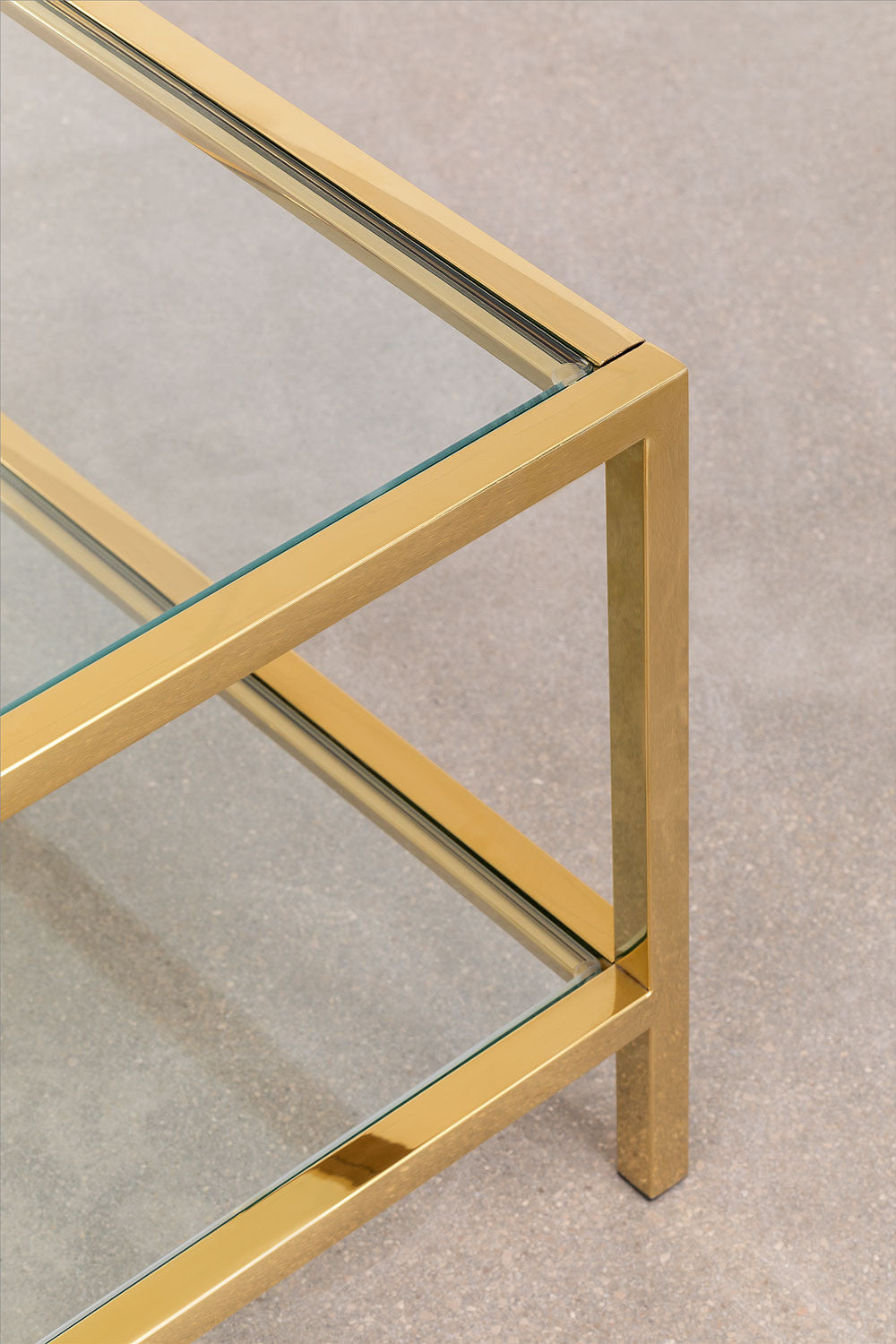 Meuble TV 150x50 cm en verre et acier Amelia