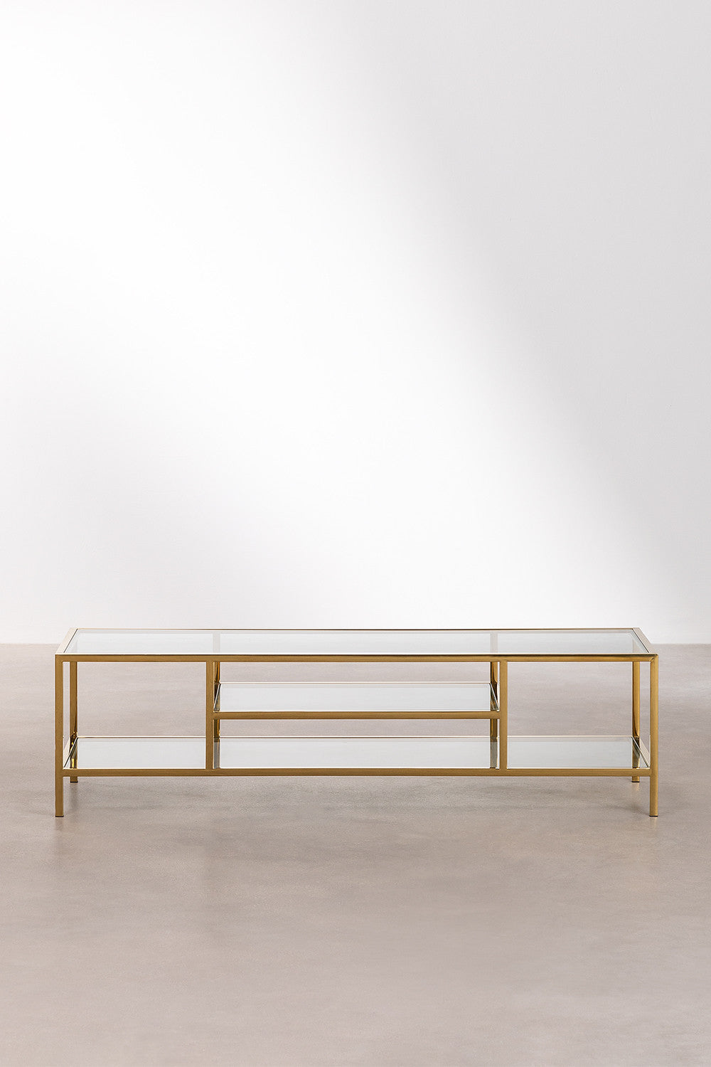 Meuble TV 150x50 cm en verre et acier Amelia