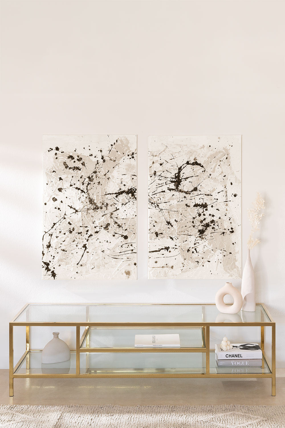 Meuble TV 150x50 cm en verre et acier Amelia
