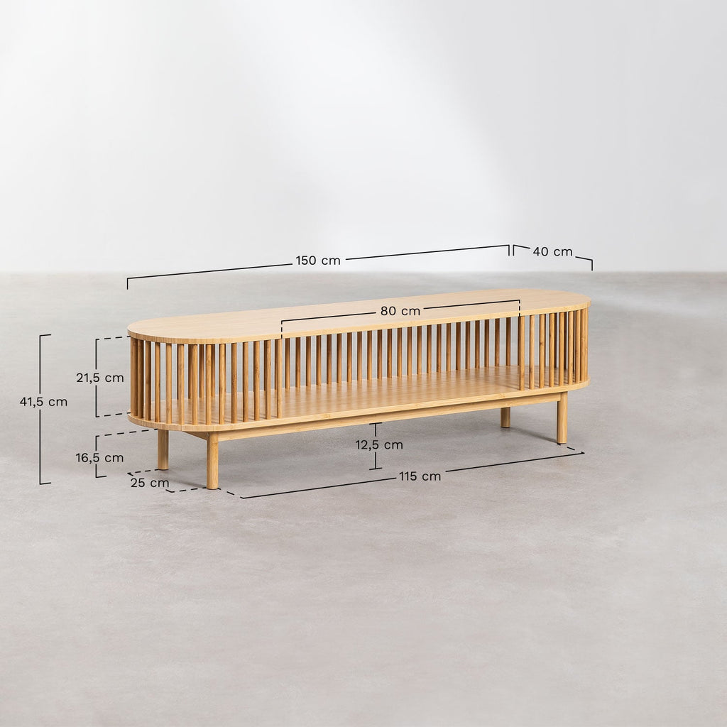 Meuble TV 150x40 cm en bambou Connery