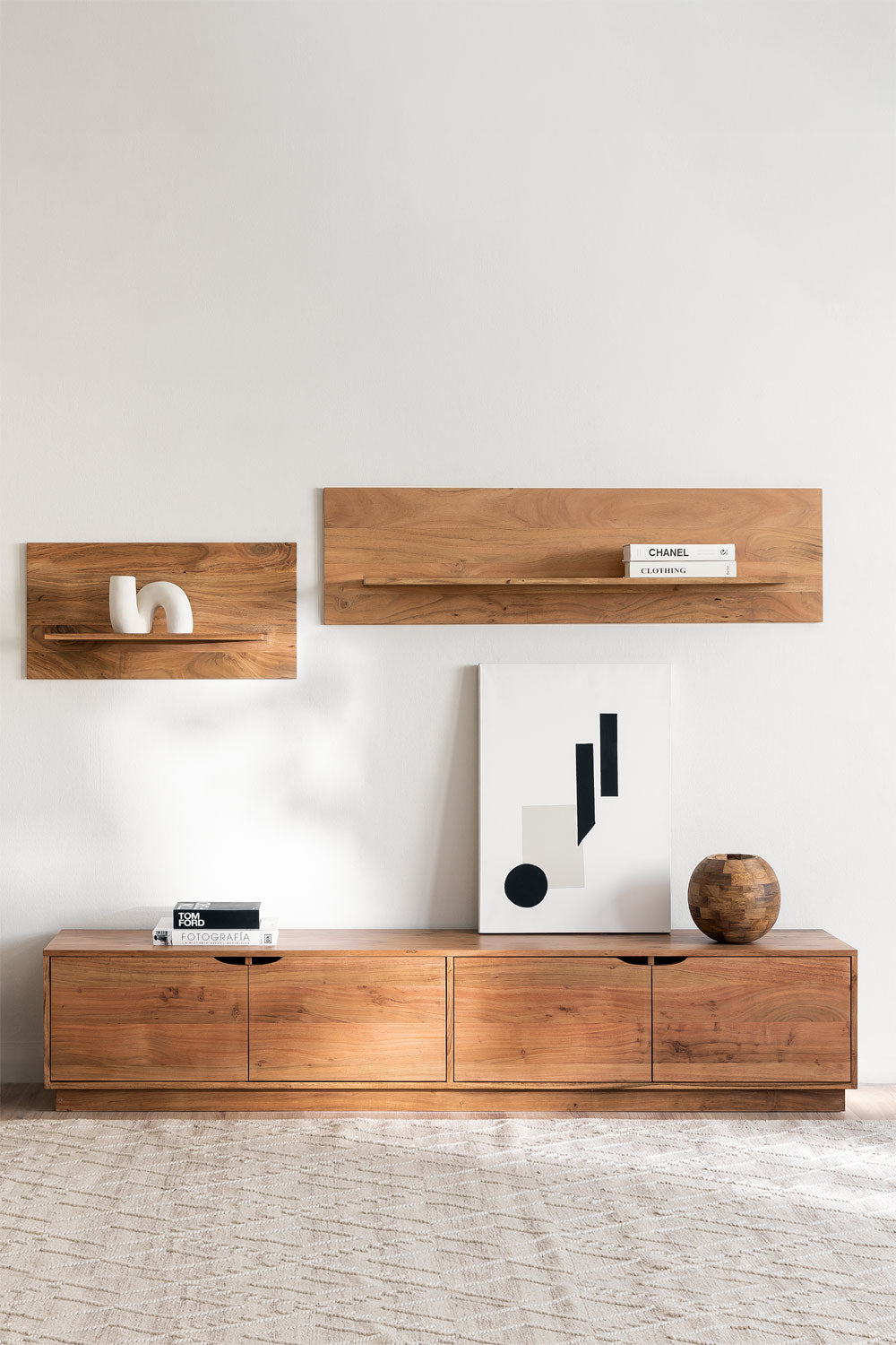 Meuble TV 200x40 cm en bois d'acacia Tasmani