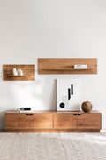 Meuble TV 200x40 cm en bois d'acacia Tasmani