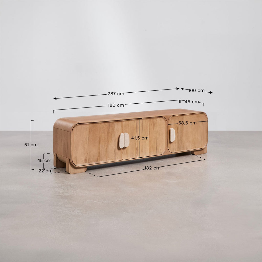 Meuble TV en bois de manguier et pierre naturelle Kivalina
