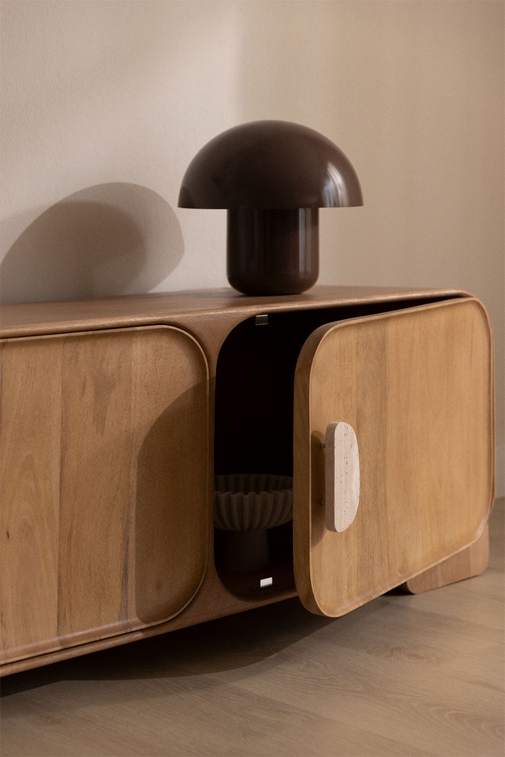 Meuble TV en bois de manguier et pierre naturelle Kivalina