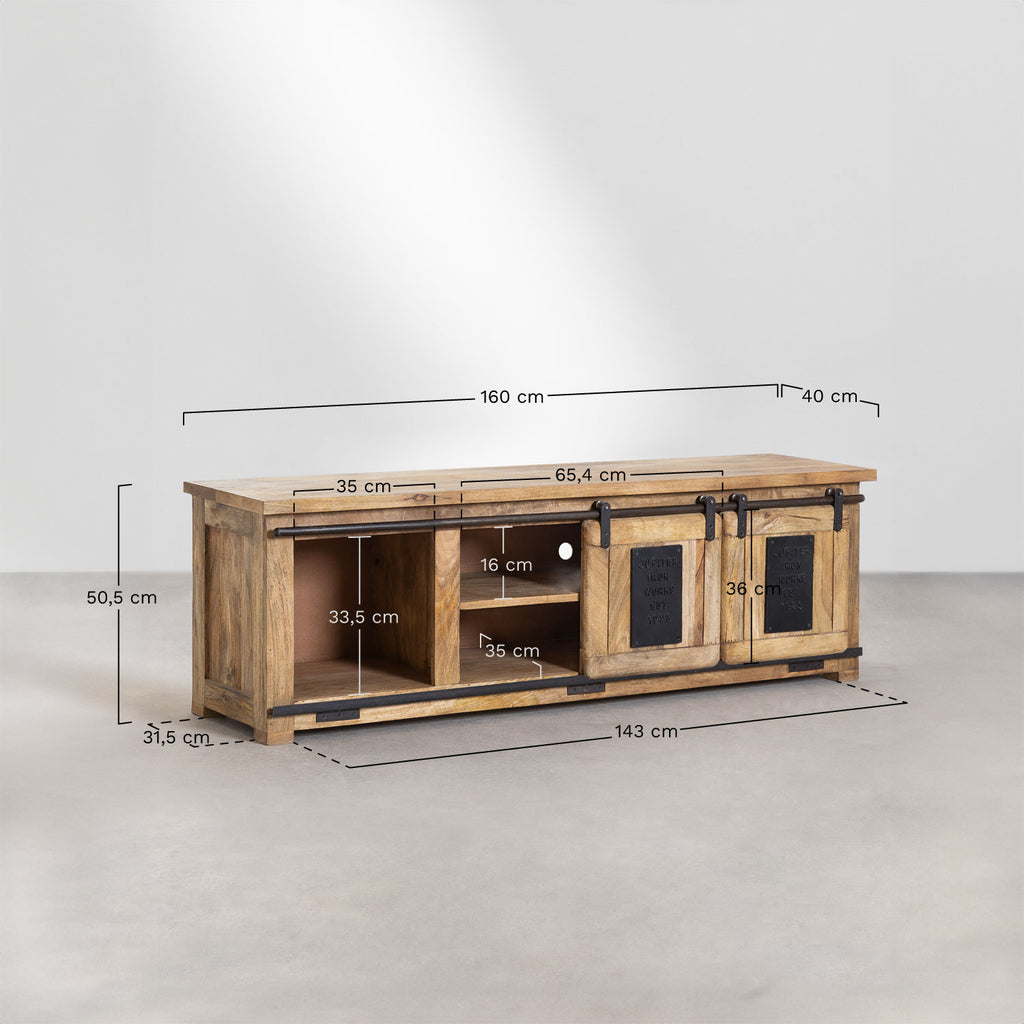 Meuble TV 160x40 cm en bois de manguier Uain