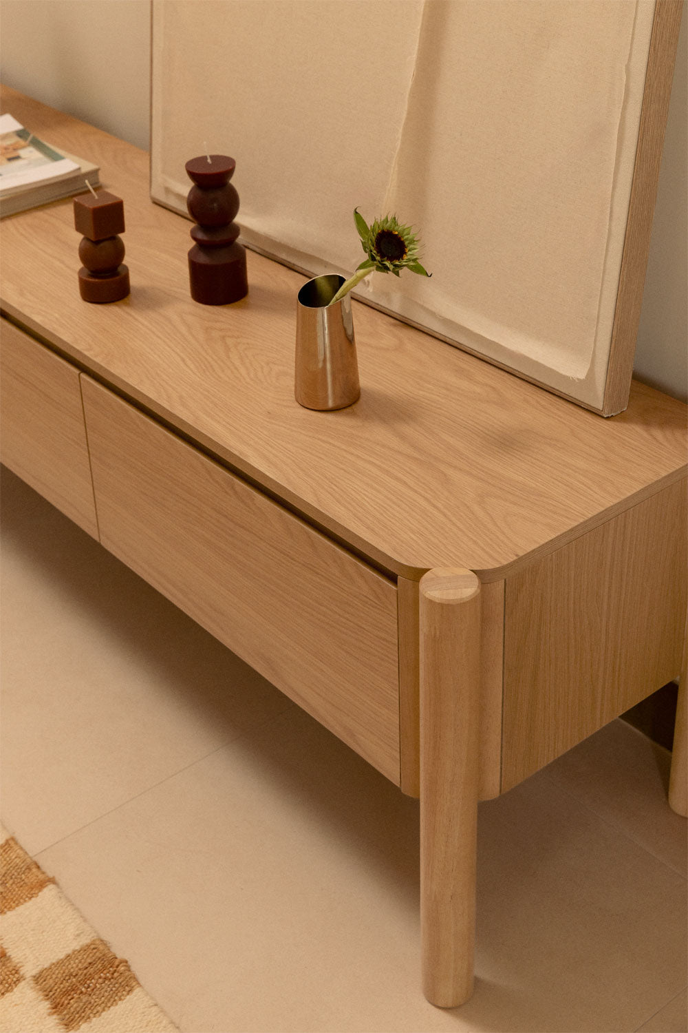 Meuble TV 185x45 cm en MDF avec placage chêne Munden