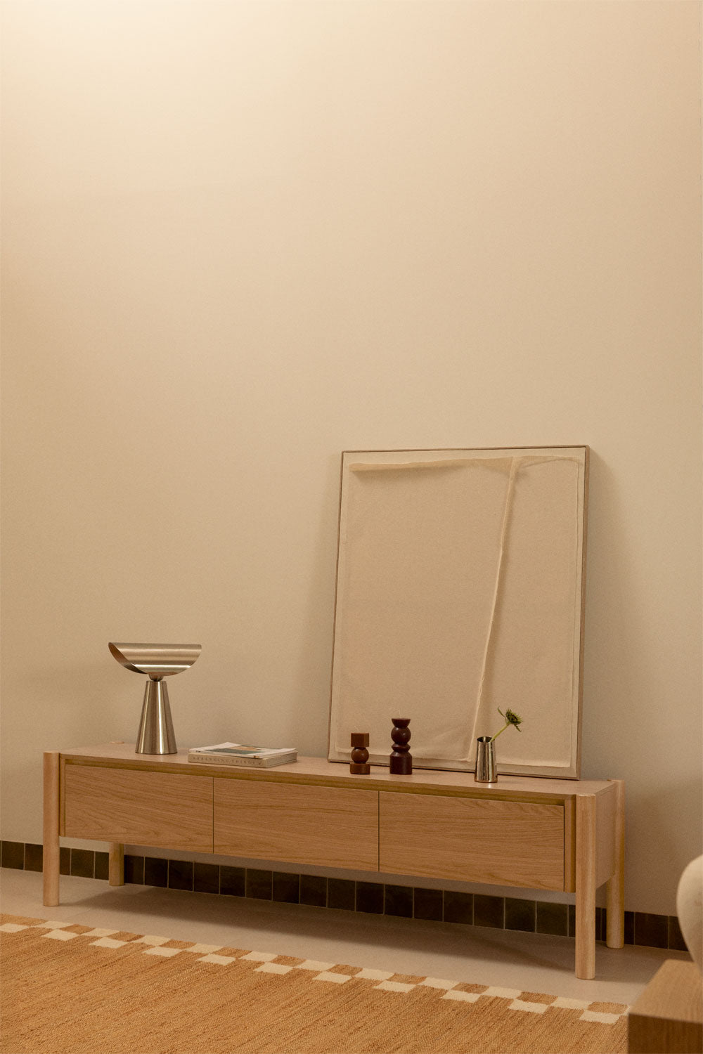 Meuble TV 185x45 cm en MDF avec placage chêne Munden